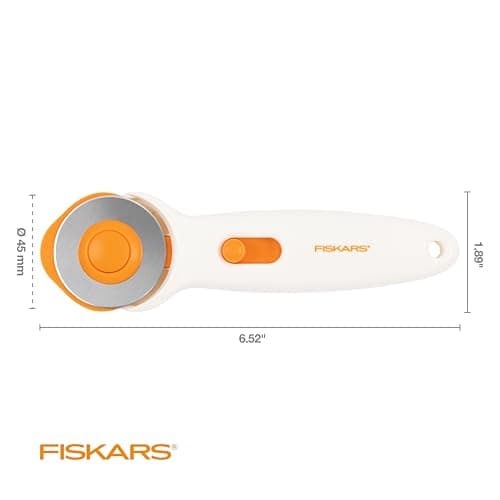 Fiskars 45mm Rotary Cutter for Fabric, Premium Steel Stick Fabric Cutter Cuts Through Multiple Layers, Right and Left Handed, Easy and Safe Blade Change, Arts and Crafts, Sewing and Quilting Tools — view 6