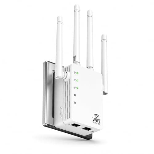 1200Mbps WiFi Extender with 4 Antennas, WiFi Extender Signal Booster with Ethernet Port and 12880Sq Ft, Easy Setup, Supports 105 Devices for Home