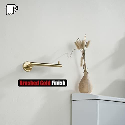 JQK Gold Toilet Paper Holder, 5 Inch Tissue Paper Dispenser, 304 Stainless Steel Wall Mount, Brushed Gold, TPH100-BG — view 5