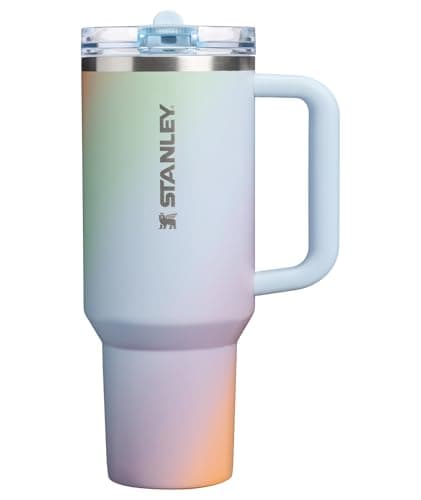 STANLEY Quencher ProTour Flip Straw Tumbler with Leakproof Lid 40 oz | Built-In Straw & Handle | Cupholder Compatible for Travel | Insulated Stainless Steel Cup | BPA-Free | Sunrise Spiral