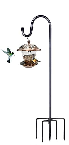 ToyHotels Shepherd Hooks for Outdoor, 1 Pack 46 Inch Bird Feeder Pole with 5 Prongs Base for Hanging Lantern, Hummingbird Feeder, Lightweight Plant, Shepherds Hook for Bird Feeders for Outside