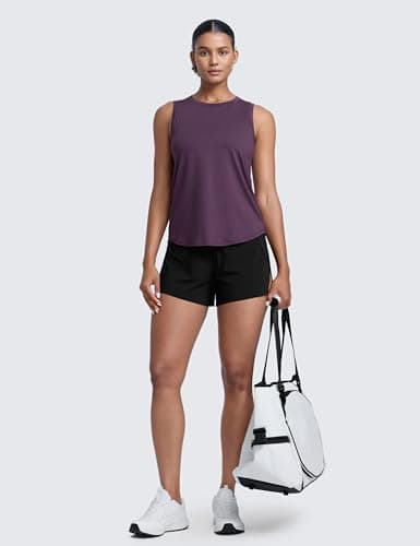 CRZ YOGA Lightweight Tank Top for Women Racerback Sleeveless Workout Tops High Neck Athletic Running Shirts Deep Crocus Violet Medium — view 3