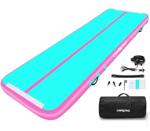 Tumble Track Mats for Gymnastics, Kids Air Gymnastics Mats for Tumbling Thick Inflatable Gymnastics Tumbling Track Mat 6.6/10/13/16.4/20ft Training Tumbling Mat with Electric Pump for Home/Water Fun