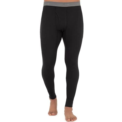 Fruit of the Loom Men's Recycled Premium Waffle Thermal Underwear Long Johns Bottom (1, 2, 3, and 4 Packs), Black, Large