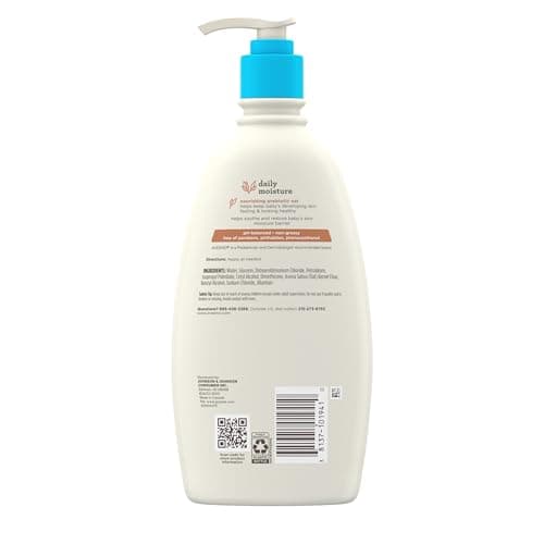 Aveeno Baby Daily Moisture Body Lotion for Sensitive Skin, Hypoallergenic Moisturizing Baby Lotion with Nourishing Oatmeal to Deeply Moisturize Baby's Skin, Fragrance-Free, 18 fl. oz — view 6