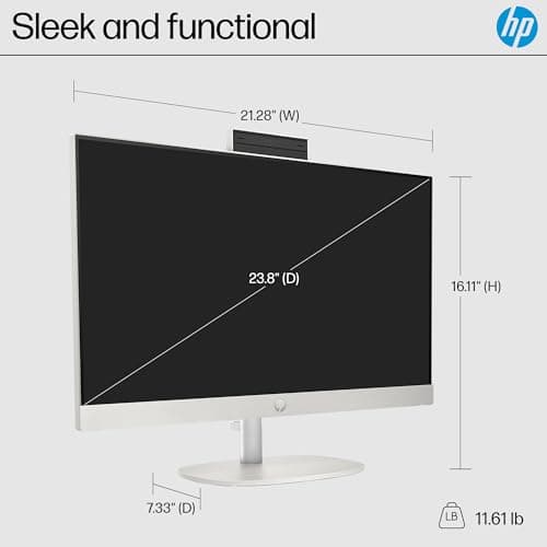 HP 24 inch All-in-One Desktop PC, FHD Display, AMD Ryzen 7 7730U, 16 GB RAM, 512 GB SSD, AMD Radeon Graphics, Windows 11 Home, 24-cr0032 (2024) — view 4