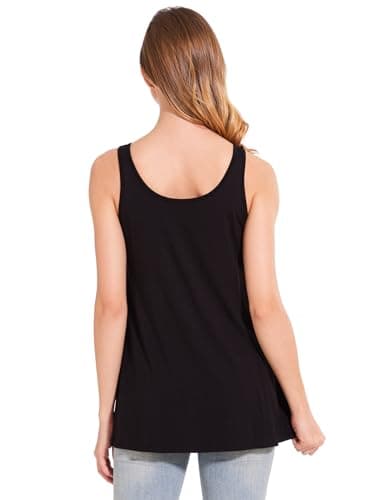 Komfokore Tank Tops for Women Build in Bra Tanks Loose Fit Flowy Sleeveless Casual Black XL — view 3