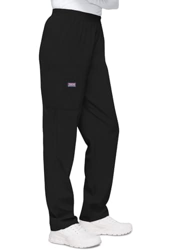 Cherokee Scrubs for Women Cargo Pant Natural Rise Tapered Pull-On Bottom with 4 Pockets , Fade Resistant Fabric - 4200P, M Petite, Black — view 7