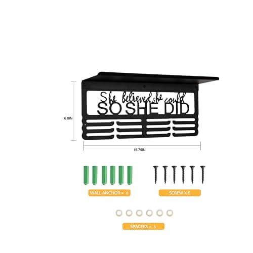 Goutoports Personalized Medal Hanger Display Trophy Shelf - Sports Medal Display Rack with Wooden -Custom Text Color and Images for Athletes - 4ROW - AA-Mixed Patterns