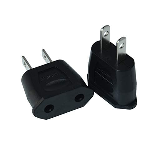 Socket Plug Adapter Europe EU Euro to US Travel Charger, Black, 2PCS