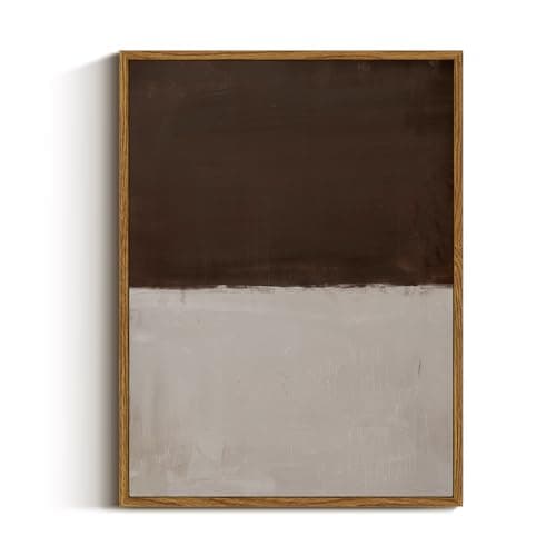 VIYYIEA Modern Abstract Framed Wall Art, Brown Grey Wall Art Bedroom Neutral Decor, Canvas Print Color Pictures, Living Room Vintage Decor, 12x16 inch