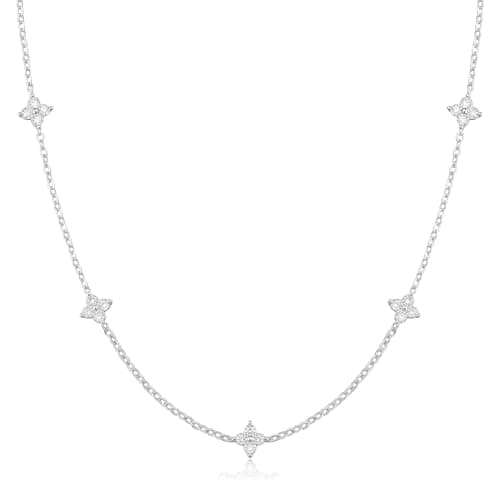CUEZIY Dainty Silver Necklaces for Women Station Choker Cubic Zirconia Simulated Necklace Simple Cute Layering CZ Necklace Trendy Simple Jewelry Gifts — view 7