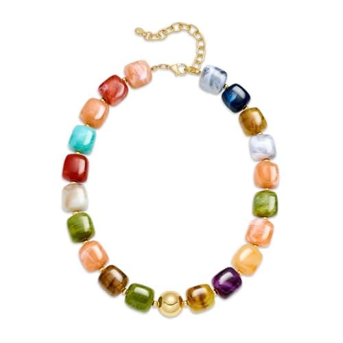 TENTMENTISE Chunky Necklaces for Women, Colorful Choker Necklace for Women, Womens Summer Beach Outfits Gifts, Beaded Necklaces, Boho Beach Summer Jewelry Gift, Womens Vacation Holiday Birthday Gifts