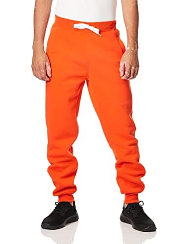 Southpole Men's Basic Active Fleece Jogger Pants-Regular and Big & Tall Sizes, Og, Large Orange