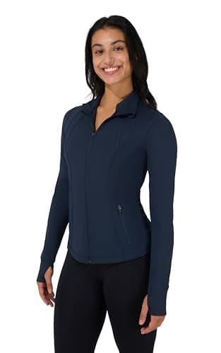 90 Degree By Reflex Full Zip Running Track Jacket Lightweight Athletic Slim Fit Jacket with Thumbholes, True Navy, Large — view 4