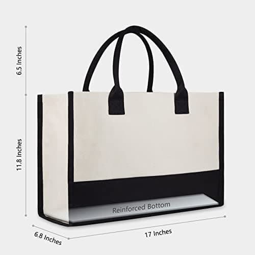 TOPDesign Embroidery Initial Canvas Tote Bag, Personalized Present Bag, Suitable for Wedding, Birthday, Beach, Holiday, is a Great Gift for Women, Mom, Teachers, Friends, Bridesmaids (Letter J) — view 3