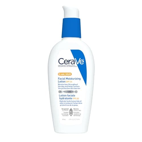 CeraVe Facial Moisturizer with SPF 30. Face Sunscreen Lotion with Hyaluronic Acid, Niacinamide & Ceramides for Women & Men. Oil-free, normal to dry skin. Verified Extended Use Date, Travel Size 89ML