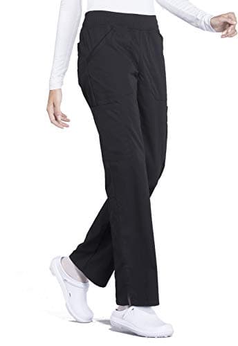 Cherokee Women's Scrub Pants Mid Rise Straight Leg Pull-on Cargo Pant with 6 Pockets & 2-Way Stretch Fabric - WW170, S, Black