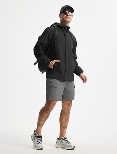 Libin Rain Jacket Men Waterproof Hiking Cycling Raincoat, Black, 3XL — view 5