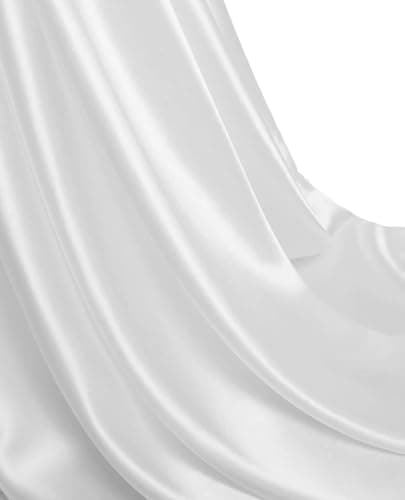 MDS Satin Fabric 10 Yards, 44" Wide, Silky Smooth Charmeuse Sateen Cloth for Wedding Arch Drapery Panel Backdrop Party Event Banquet Home Decoration Curtain Crafts DIY Sewing Costume - White