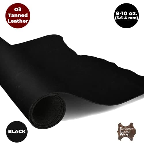 ELW 9-10 oz. (3.6-4mm) Thick Pre-Cut Size 8-10 SQ FT in Charcoal Black Color Full Grain Cowhide Leather, Oil Tanned for Tooling, Carving, Molding, Craft, Hobby, Workshop, Sewing, Knife Sheaths — view 5