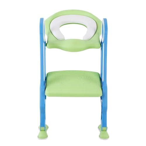 Generic Adjustable Baby Toddler Soft Toilet Chair Ladder for Potty Training Seat + for Boys Girls + Premium PP (Red Yellow) (Blue Green) (Blue Green) — view 5