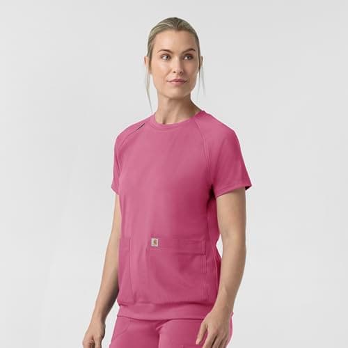 Carhartt Womens Scrub Top, Electric Fuschia, 3X-Large — view 4