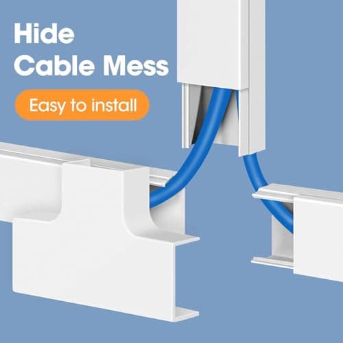 YesBes 116in Cord Hider Kit, Cord Covers for Wires on Wall, Paintable Cable Raceway, Cord Hider for Wall Mount tv, tv Cable Hider Wall kit, Wire Covers for Cords, W0.96in X H0.57in, White — view 4