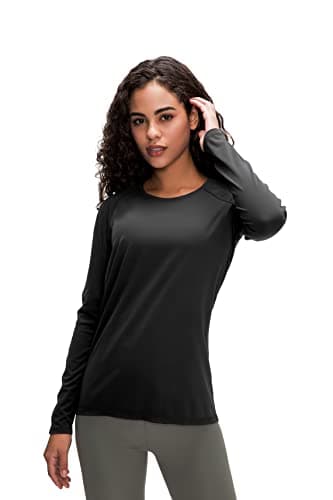 Boyzn Women's 3 Pack Long Sleeve Workout Running Shirts, UPF 50+ Sun Protection Shirts, Athletic Exercise Gym Yoga T-Shirts Black/White/Grey 3P01-M