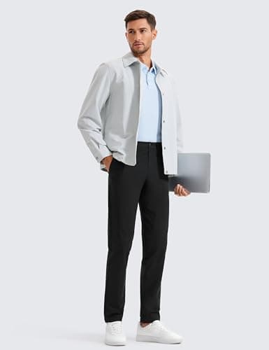 CRZ YOGA Men's All Day Comfy Golf Pants - 32" Quick Dry Lightweight Work Casual Trousers with Pockets Black 34W x 32L — view 3