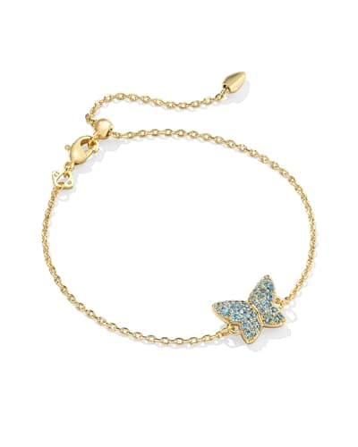 Kendra Scott 14k Gold-Plated Lillia Crystal Delicate Bracelet in Blue Green Crystal, Fashion Jewelry for Women