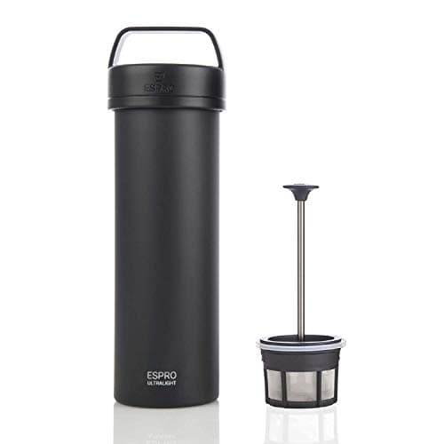 ESPRO Go P0 Ultralight French Press Coffee Maker for Travel, Vacuum Insulated Stainless Steel, 16 Ounces, Matte Meteorite Black — view 3