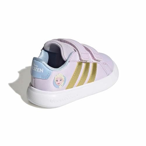 adidas Unisex-Baby Grand Court Elsa I, Ice Lavender/Gold Metallic/Blue, 8.5 — view 5