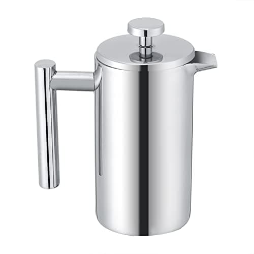Zerodis French Press Coffee Maker Stainless Steel Tea Press 350ML Double Wall Insulated Precision Filter Cool Touch Handle Mirror Finish for Coffee Tea Lovers Home Office