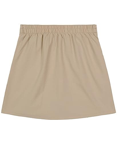 Nautica Girls School Uniform Pull-on with Undershorts, Poplin Style Button Pockets, Wrinkle & Fade Resistant Scooter Skirt, Khaki, 7 US