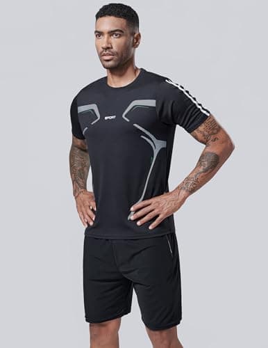 Liberty Imports 5 Pack Men’s Active Quick Dry Crew Neck T Shirts | Athletic Running Gym Workout Short Sleeve Tee Tops Bulk, Camo/Red/Navy/Black/Teal Blue, 3X-Large — view 3