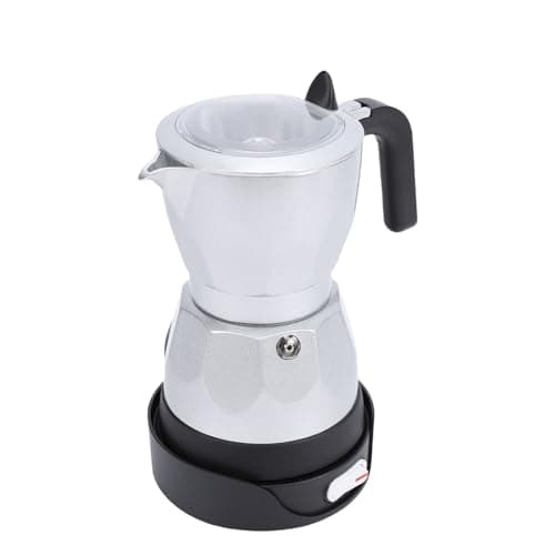 Jiawu Electric Coffee Maker 3 Cup Aluminum Octagonal Mocha Pot with Transparent Top, Easy Clean Heat Proof, Coffee Maker for Home Travel Office, 8.5x6.3in (Silver) — view 2