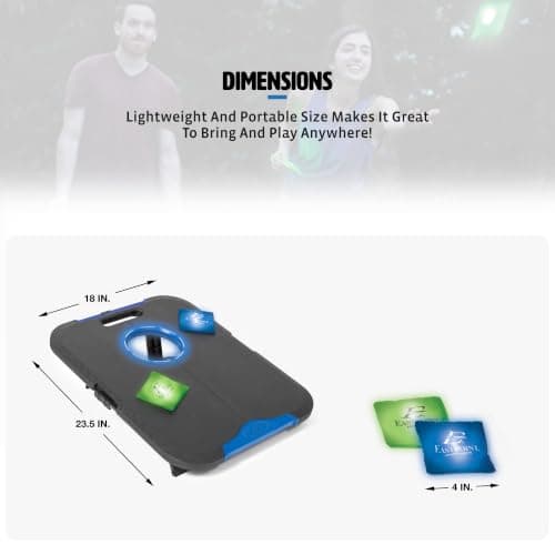 EastPoint Light-Up Cornhole Board Set - 24 x 18 in, 8 Cornhole Bags - Built-in LED Lights for Outdoor Games - Foldable with Carry Handles for Backyard Games - Integrated Return for Bean Bag Toss — view 3