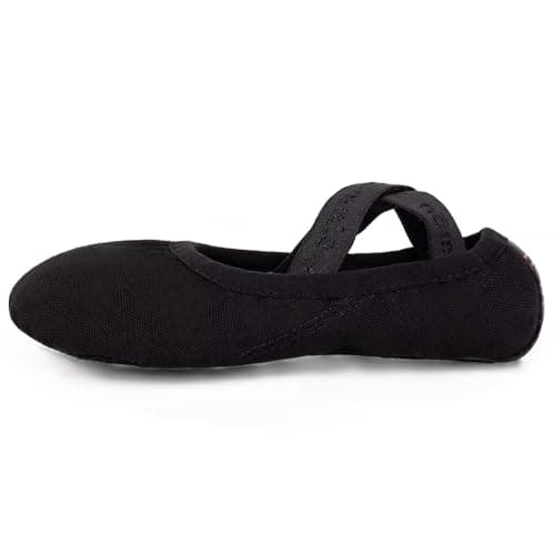 s.lemon Ballet Shoe,Cotton Canvas Split Sole Yoga Gymnastics Ballet Dance Slipper for Kids Women TLK Black 42 — view 2