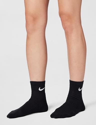 Nike Unisex Everyday Cushioned Training Ankle Socks (3 Pairs), Black/White, Small