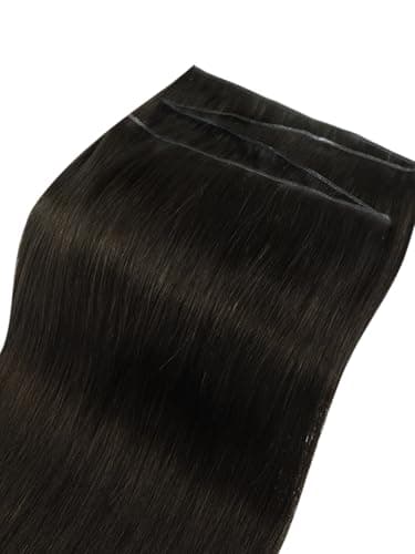 Fshine Brown Genius Weft Hair Extensions Sew in Real Human Hair 16 Inch Darkest Brown Weft Remy Hair Extensions Straight Brown Weave Hair Extension Human Hair 50 Grams — view 6