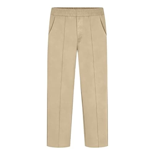 Boys Pants Elastic Waist Trousers Youth Chinos Trousers Pull On Relaxed School Uniform Pants Comfort Twill Pants Khaki — view 4
