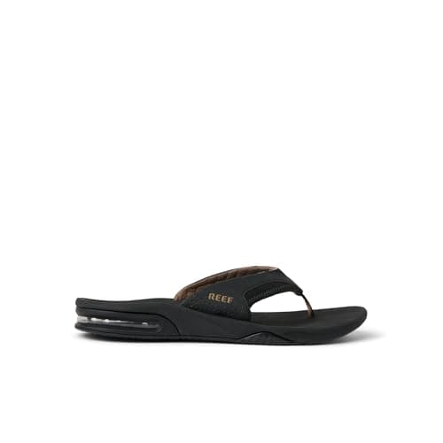 REEF Fanning Mens Bottle Opener Flip Flop, Arch Support, Durable Outsole, Water Friendly, Black/Brown, 11 — view 4