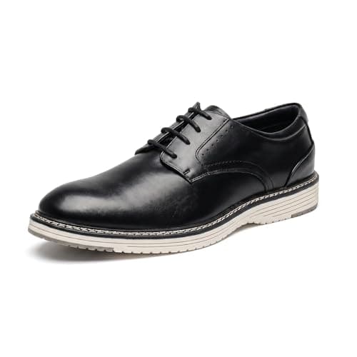 Men's Casual Dress Shoes Comfortable Business Casual Dress Sneakers for Men Lightweight Oxford Derby Shoes for Work Office Standing All Day Walking（Black+Brown）,Black,12