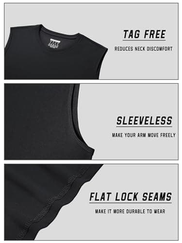 TACVASEN Sleeveless Shirt Men Tank Tops Mens UPF 50+ Sun Shirts UV Protection Tank Top Men's Athletic Tank Tops SPF 50+ Swim Shirt Black — view 4
