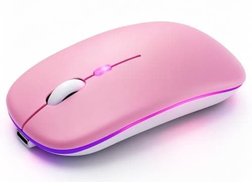 AZTZATZ Wireless Bluetooth Mouse Rechargeable Long Lasting Dual Mode - BT 5.2 & 2.4G Silent RGB LED Mice, Slim Portable Ergonomic Mouse for Laptop/PC/Tablet/MacBook/iPad/Apple Devices(Pink)