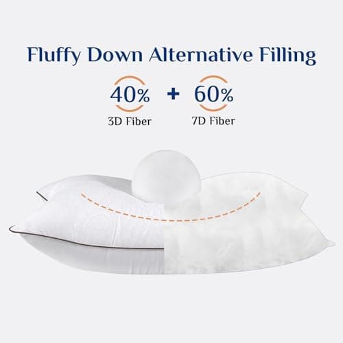JOLLYVOGUE Pillows Standard Size Set of 2, Cooling and Firm Pillows with Oeko-Tex Certified Down Alternative Filling for Side, Back, and Stomach Sleepers, Hotel Collection — view 3
