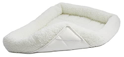 Midwest Homes for Pets 42.8cm x 30.5cm x 7cm White Fleece Dog Bed, Comfortable Bolster Dog Bed, Fits a 45.72cm Long Dog Crate, Easy Maintenance Machine Wash and Dry, White, Model 40218 — view 4