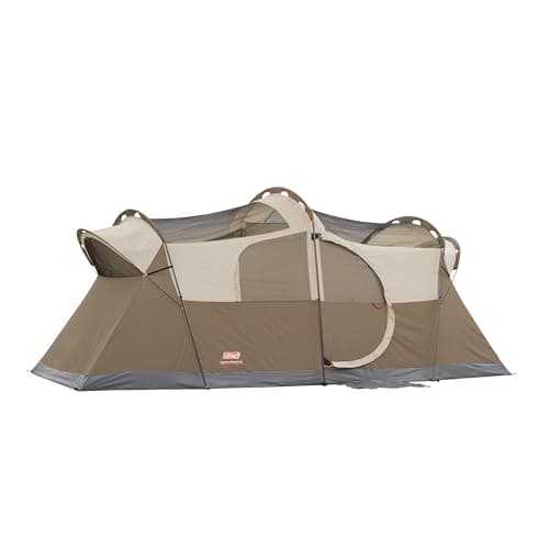 Coleman WeatherMaster 10-Person Camping Tent with Screened Porch, Weatherproof Tent with Screen Room, Rainfly & Carry Bag Included, Made Without PFAS Chemicals