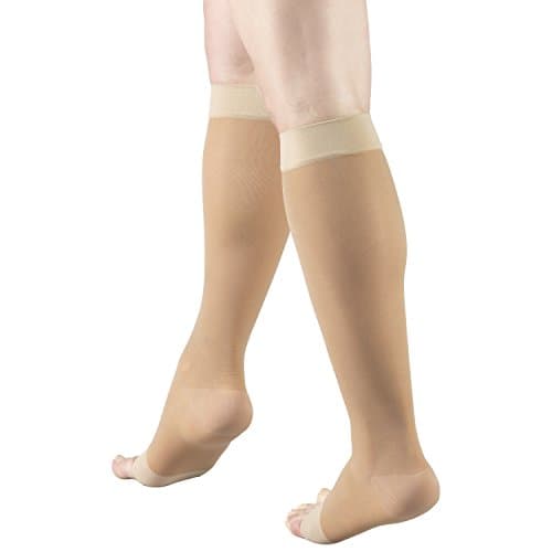 Truform Sheer Compression Stockings, 15-20 mmHg, Women's Knee High Length, Open Toe, 20 Denier, Light Beige, Small — view 10